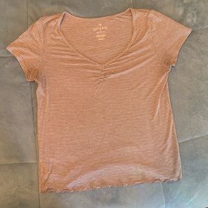 Blush striped lettuce cut tee